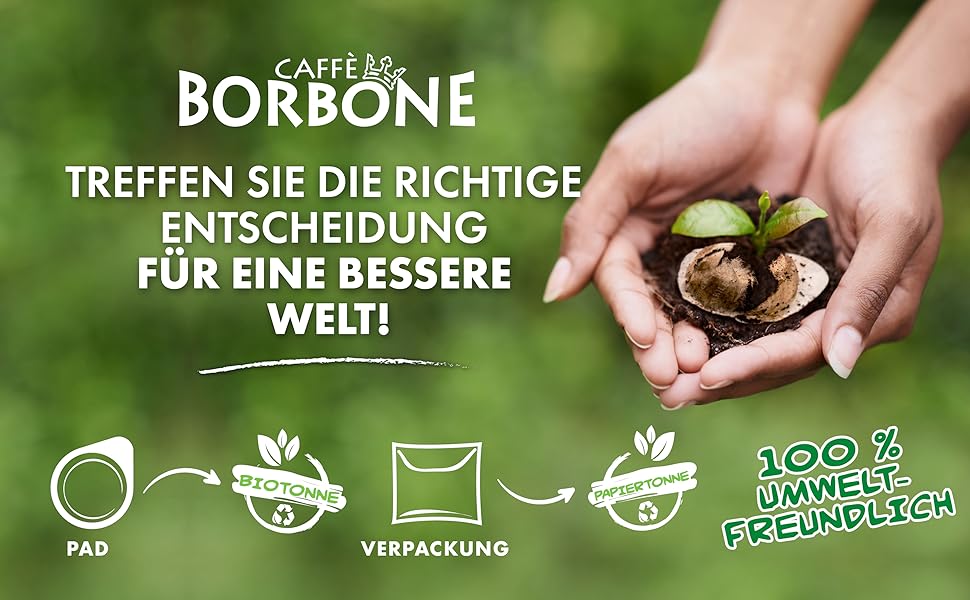 caffè borbone kompostierbare kaffeepads, blaue kaffeemischung 150 pads kompatibel mit ese system papier pads 44 mm