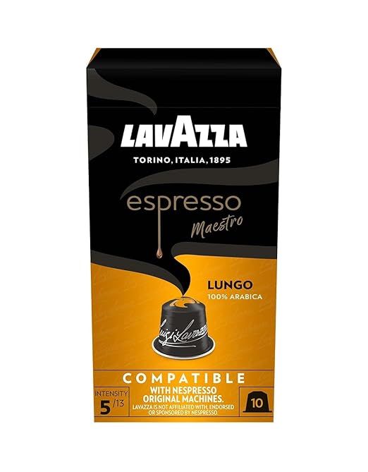 lavazza espresso lungo, floraler und aromatischer espresso, 10 kapseln, nespresso kompatibe