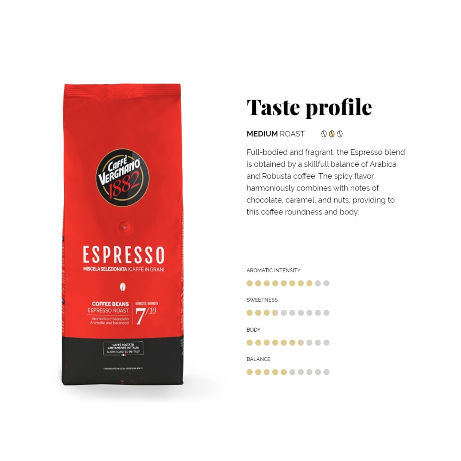 caffè vergnano 1882 kaffeebohnen espresso 1 packung enthält 1 kg