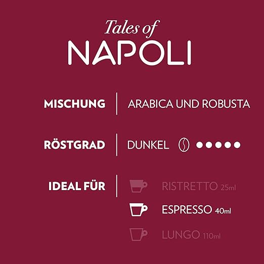 lavazza tales of napoli, reichhaltiges espresso erlebnis mit noten von karamell und kakao, 10 kapseln, nespresso kompatibel