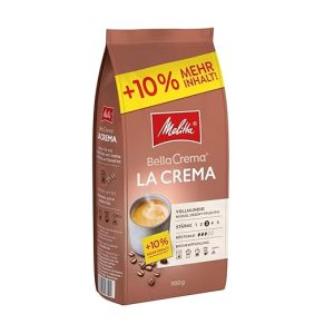 melitta bellacrema la crema ganze kaffee bohnen 1,1kg, ungemahlen, kaffeebohnen für kaffee vollautomat, mittlere röstung, geröstet in deutschland, stärke 3