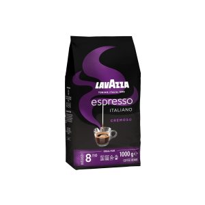 lavazza, espresso italiano cremoso, arabica und robusta kaffeebohnen, mit aromanoten von gewürzen und kakao, intensität 8/10, mittlere röstung, 1 packung mit 1 kg
