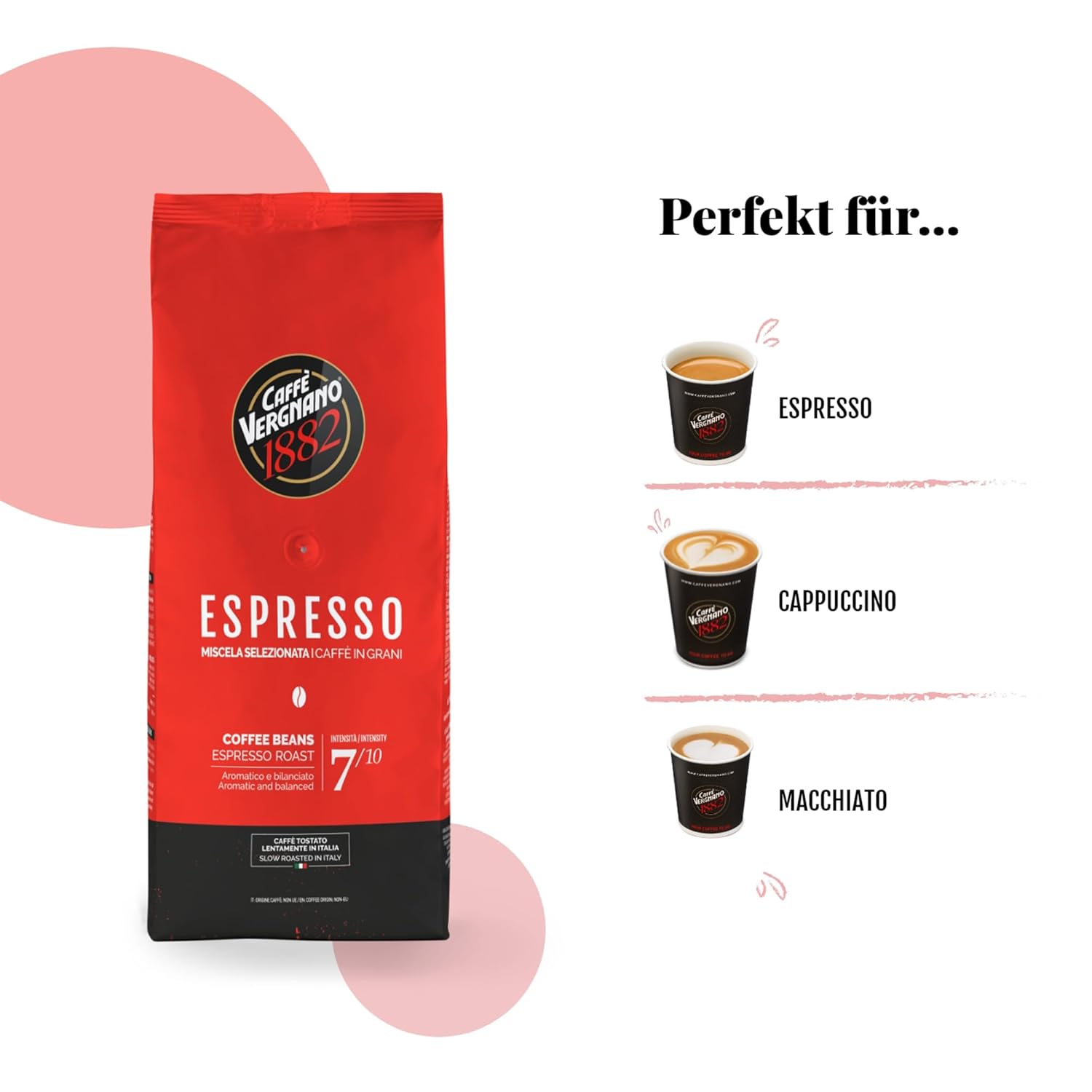 caffè vergnano 1882 kaffeebohnen espresso 1 packung enthält 1 kg