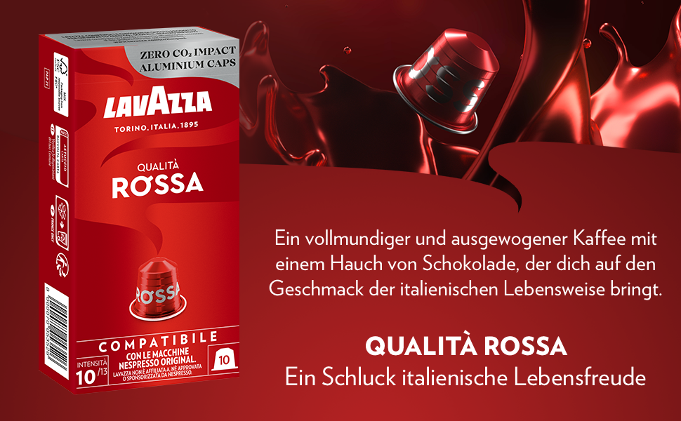 lavazza espresso qualita rossa, full bodied and balanced espresso, 30 capsules, nespresso compatible