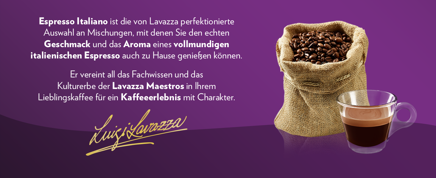 lavazza, espresso italiano cremoso, arabica und robusta kaffeebohnen, mit aromanoten von gewürzen und kakao, intensität 8/10, mittlere röstung, 1 packung mit 1 kg
