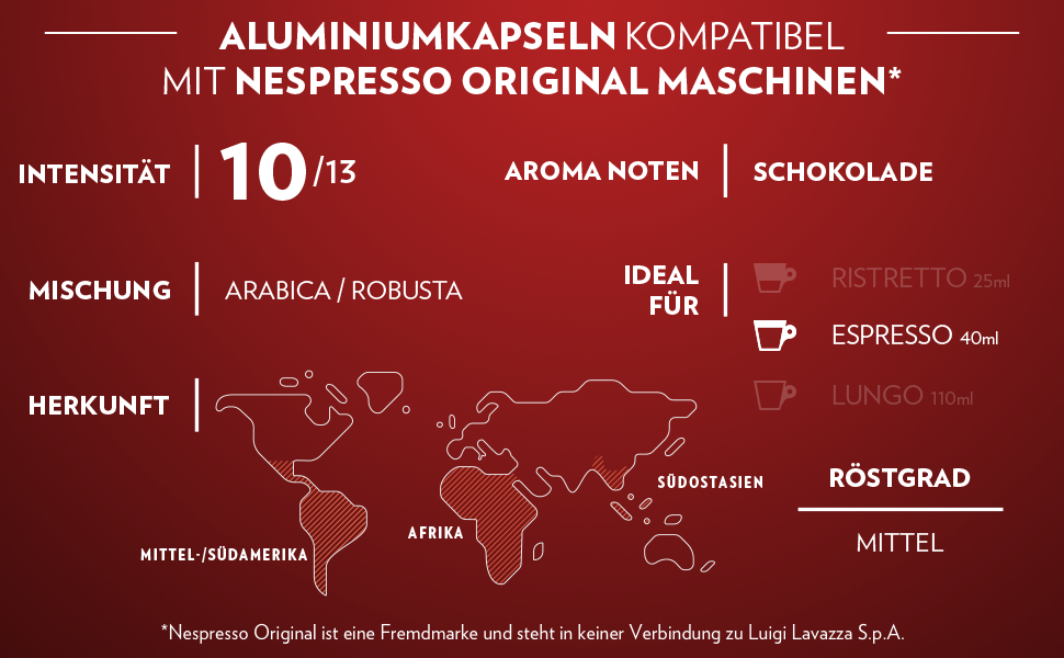 lavazza espresso qualita rossa, full bodied and balanced espresso, 30 capsules, nespresso compatible